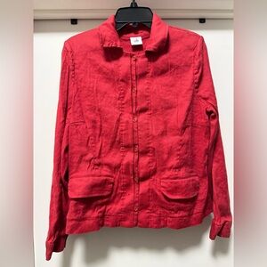 Cabi Red Linen Blend Valentine Button Jacket Size Large